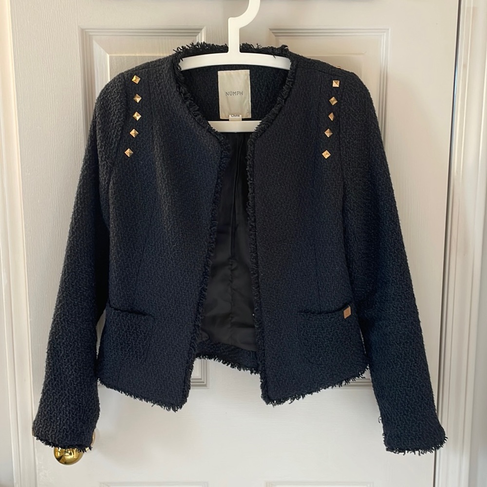 Numph Navy Tweed Blazer